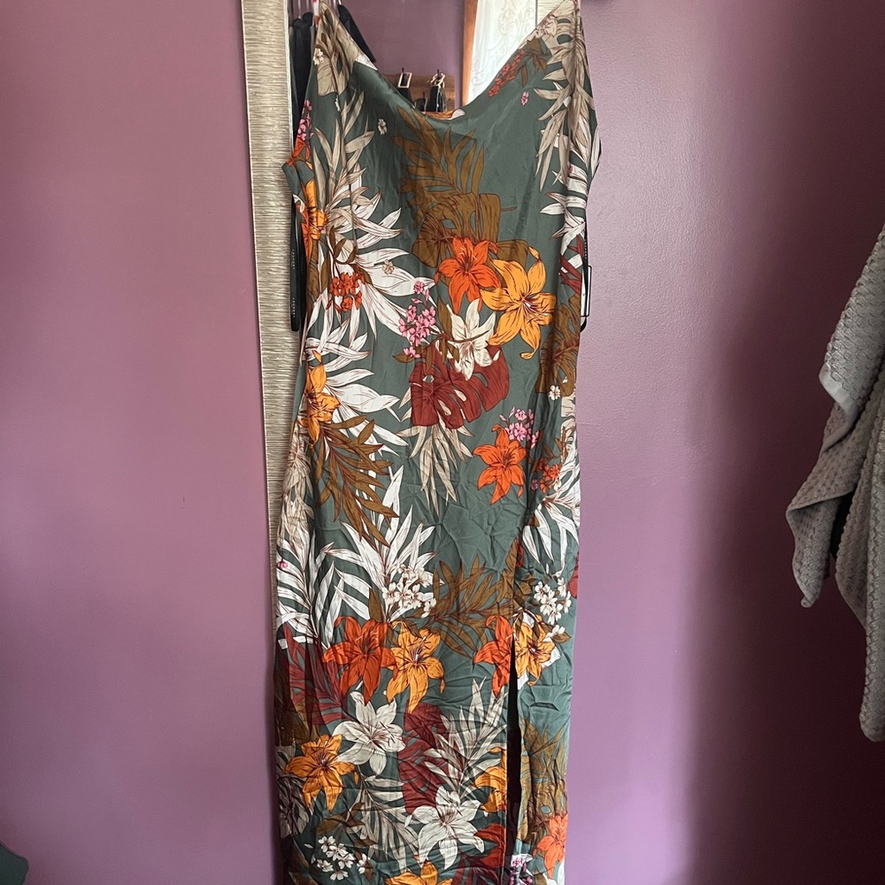 Floral Maxi Dress with Tropical Print